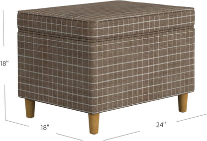 Home Decor | Dinah Collection Modern Storage Ottoman | Ottoman with Storage for Living Room & Bedroom(Brown Windowpane Fabric)