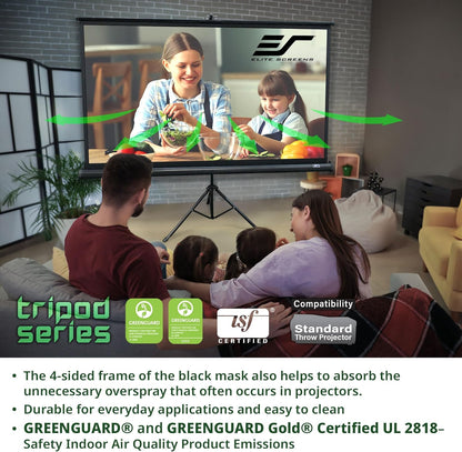 Elite Screens Tripod Series, 100-INCH 4:3, Adjustable Multi Aspect Ratio Portable Indoor Outdoor Projector Screen, 8K / 4K Ultra HD 3D Ready, US Based Company 2-YEAR WARRANTY, T100UWV1 - Black