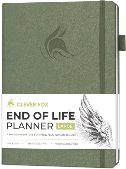 Clever Fox Large End of Life Planner – Guided Final Arrangements Organizer Notebook for Instructions, Beneficiary Info, Will Preparation, Last Wishes & Funeral Planning – 8.5" x 11" (Cypress)