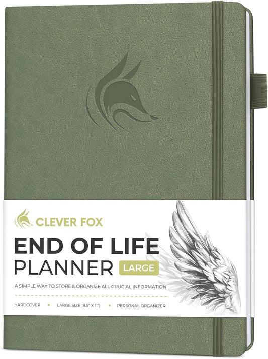 Clever Fox Large End of Life Planner – Guided Final Arrangements Organizer Notebook for Instructions, Beneficiary Info, Will Preparation, Last Wishes & Funeral Planning – 8.5" x 11" (Cypress)