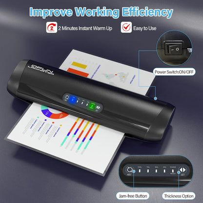 3-10 Mil Commercial Laminator Machine with Laminating Sheets, 4-Roller Jam-Free Thermal Laminator Machine 11x17, Fast Warm-up 13 Inch Laminating Machine, Hot Lamination Machine for Office School Home