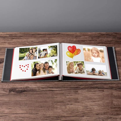 Large Photo Album Self Adhesive 4x6 8x10 10x12 13"x12.8" Magnetic Scrapbook 12.6"x11" Inch 40 Pages Linen Cover DIY Photo Album with A Metallic Pen and Plastic Board(Gray)