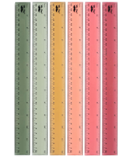 Mr. Pen- Ruler, 12 inch Ruler, 6 Pack, Vintage Colors, Clear Rulers 12 Inch, Rulers for School, Back to School Supplies