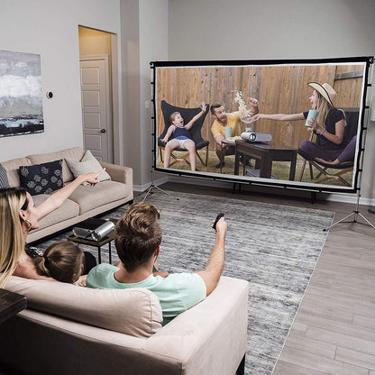 Projector Screen Outdoor, Vamvo Portable Projectors Screen with Aluminum Alloy Stand 120" Foldable Screens, 10 Feet Indoor Movie Screens with Carrying Bag for Home Theater Backyard Movie Night