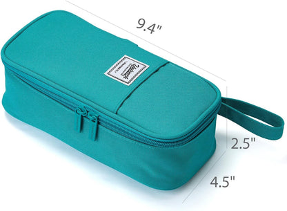 Pencil Case Pouch Box Bag School Supplies Girls Boys Kids, Cute Preppy Stuff Large Big Capacity Aesthetic Pen Organizer, Back to College Stationary, Teal, Classic Stlye, 1800ml
