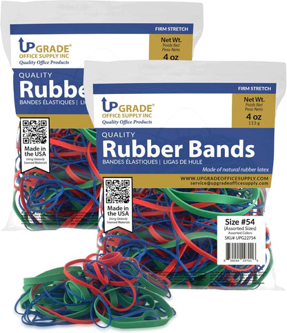 Upgrade Office Supply UPG22754PK2 Rubber Bands, Assorted Size and Colors, 1/4 lb 2-Pack, USA