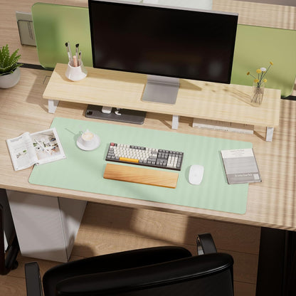 Aothia Double-Sided Desk Pad – 37.8"x17" Leather Desk Mat with Eco Cork Protector, Large Mouse Pad, Waterproof Desk Blotter for Office/Home (Aqua)