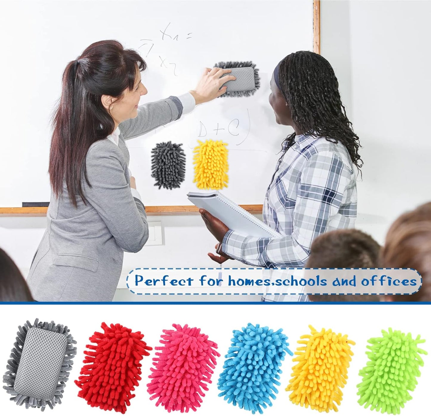 Sherr 18 Pcs Microfiber Shag Magnetic Dry Erase Erasers Washable School Whiteboard Eraser Bulk Colorful White Board Eraser for Chalk Markers Home Classroom Office (Multicolor)