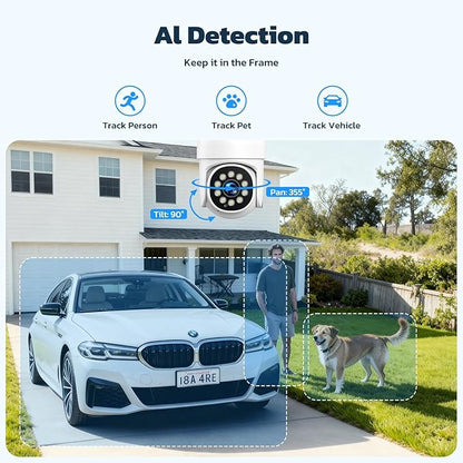 Security Cameras Wireless Outdoor,5MP Color Night Vision Home Security Camera System Wireless with Auto Tracking,Up to 10CH,360° PTZ,2-Way Audio,2.4/5GHz WiFi, for Home & Business Surveillance Kits