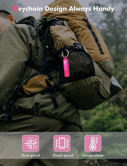 MOSDART 512GB USB3.1 Fast Speed C and A Dual Flash Drive, exFAT Memory Stick with Keychain and LED Indicator, for iPhone 15,16,17, Android Phone, iPad, MacBook, and Other Laptops, Hot Pink