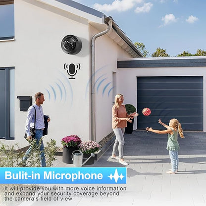AI 8MP IP PoE Camera, Vandal-Proof Security Surveillance Dome Camera Outdoor, Face Detection, Human/Vehicle Detection, 2.8mm Lens 110°, Built-in Mic, No PT Supported IND8BR54A-B (Black)