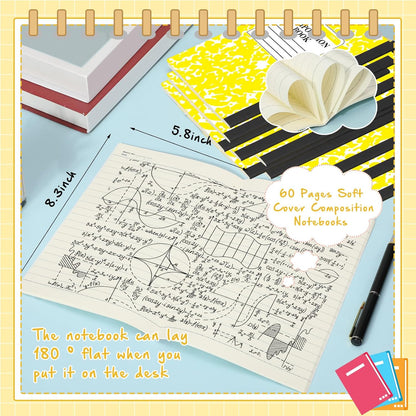 Fainne 100 Pack A5 Composition Notebooks Bulk College Ruled Composition Notebooks Marble Covers Notebook for Student Classroom Office Supplies 30 Sheet/60 Page(Yellow)