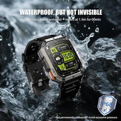 Military Smart Watches for Men, Super Large 2.01"Fitness Watch HD Display, Sports Smartwatch with LED Flashlight/100-Day Battery/24 Hrs Heart Rate & Sleep Monitor/120+ Sports Modes/GPT Voice AI(Black)