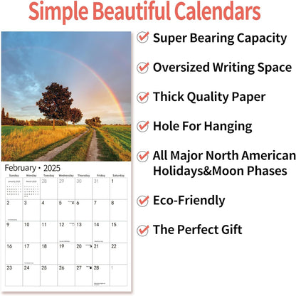 2025 Wall Calendar,Calendar 2025, January 2025 - December 2025, Wall Calendar Rainbow, 12" x 24" Opened,Full Page Months Thick & Sturdy Paper for Calendar Organizing & Planning