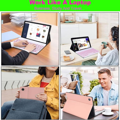 Keyboard Case for Samsung Galaxy Tab A11 Plus/ A9 Plus 11 inch (SM-X210/X216/X218) 2023, Backlite A9+ Keyboard Case with S Pen Holder for A11+(Pink)