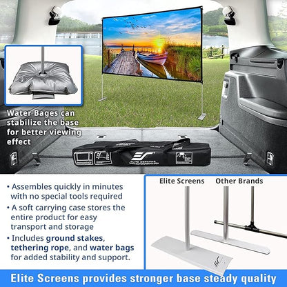 Elite Screens Yard Master Lite, 125-inch Outdoor Projector Screen 16:9 Double Sided Wrinkle-Free Foldable Portable Indoor Movie Projection Screen, | US Based Company 2-Year Warranty,OMS125HLITE