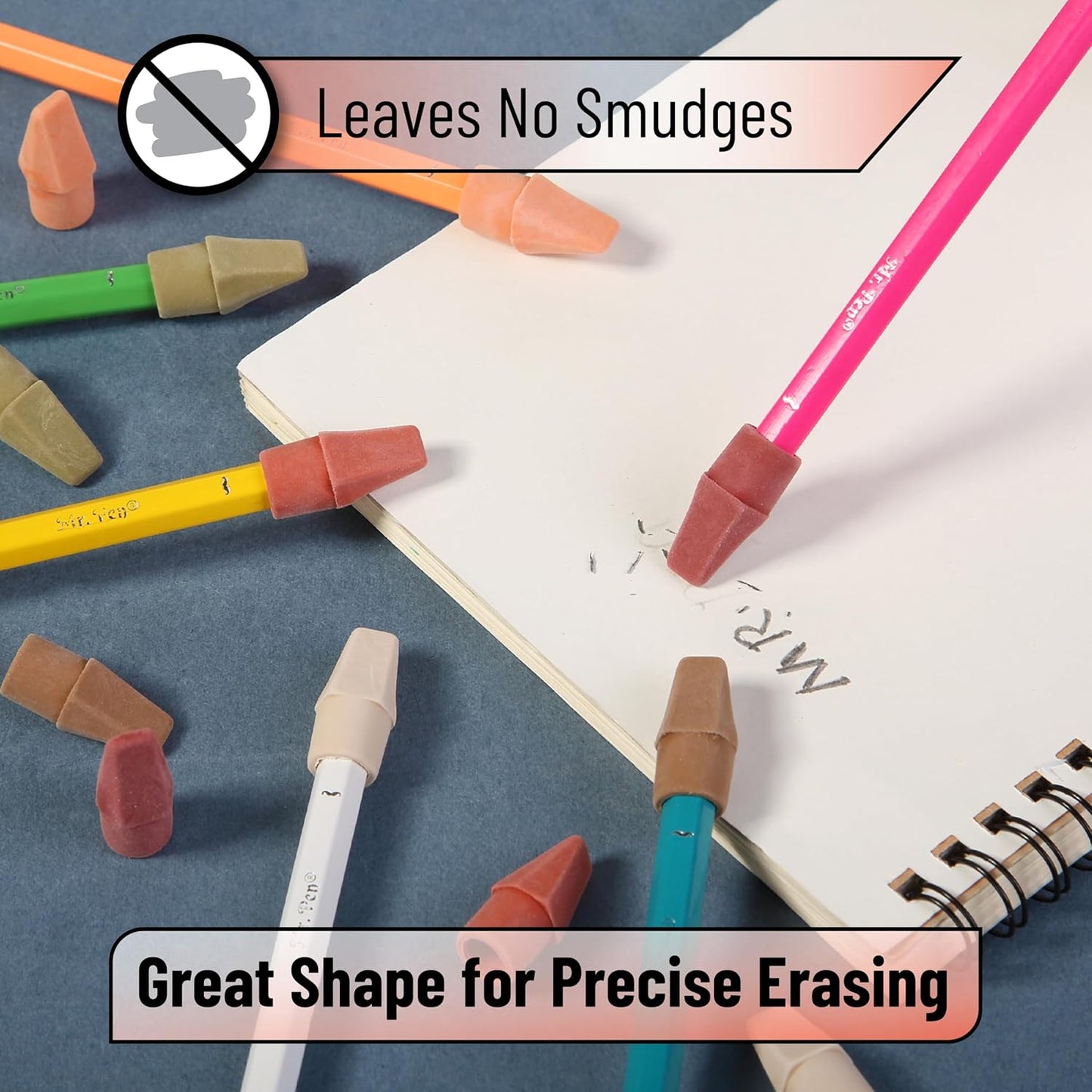 Mr. Pen- Pencil Erasers Toppers, 120 Pack, Colorful, Latex Free, No Smudge, Mr Pen Erasers for Pencils