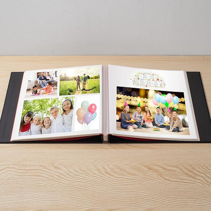 Large Photo Album Self Adhesive 4x6 8x10 10x12 13"x12.8" Magnetic Scrapbook Album 12.6"x11" Inch 60 Sticky Pages Linen Cover DIY Photo Album with A Metallic Pen and DIY Stickers(Black)