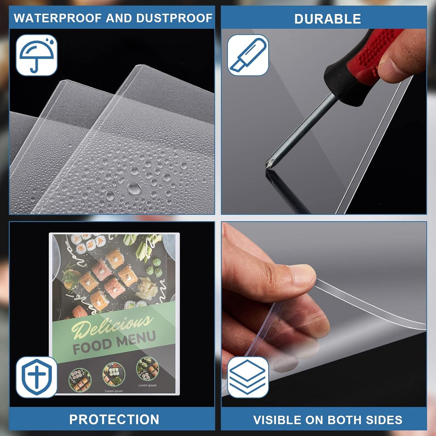 Henoyso 20 Pcs 11x14 Inch PVC Rigid Print Protectors, Heavy Duty Hard Plastic Poster Sleeves for Prints, Magazines, Photos & Paper, Ideal Rigid Menu Covers Paper Page Protectors