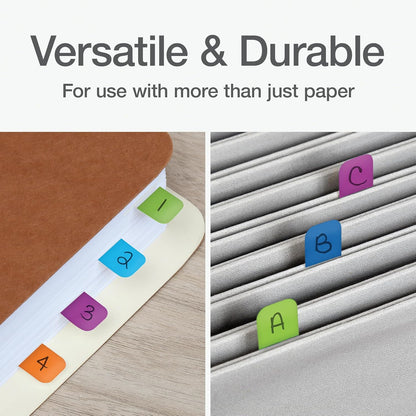 Redi-Tag Write-On Tabs, Permanent Adhesive Index Tabs, Tropical Colors: Purple, Green, Blue, Dark Blue, Orange, 1" x 7/16", 130 Pack (1009304)