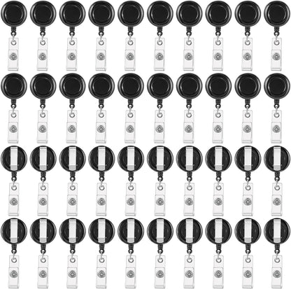 simarro 100 Pieces Heavy Duty Retractable Badge Reels Clips, Black ID Card Badge Holder Reel with Metal Belt Clip Card Key Holder for Office Worker Employee Doctor Nurse Gifts