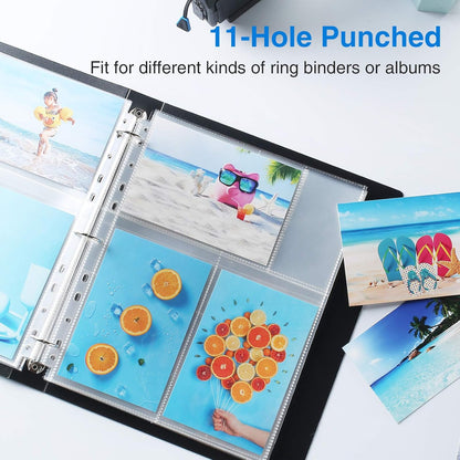 Sooez 30 Pack 4x6 Photo Sleeves for 3 Ring Binder (180 Pictures), Heavy Duty Plastic Album Refill Pages, Clear Archival Sheets 8.5x11