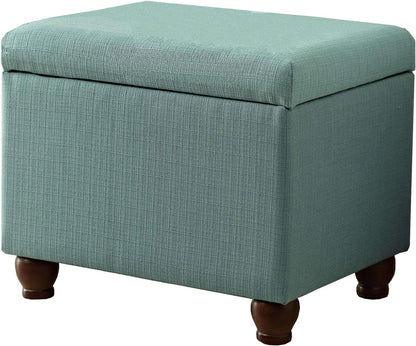 Home Decor | Upholstered MediumRectangular Storage Ottoman | Hinged Lid Ottoman with Storage for Living Room & Bedroom, Aqua Linen