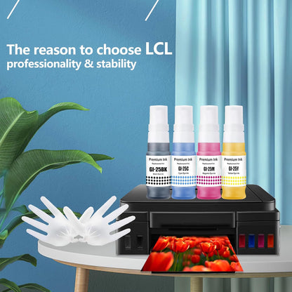 LCL GI-25 Refill Bottle Ink Replacement for Canon 25 GI-25 GI25 Ink Works for Canon PIXMA MegaTank GX2020 GX1020 Printer (Black 70ml, CMY 70ml, 4-Pack)