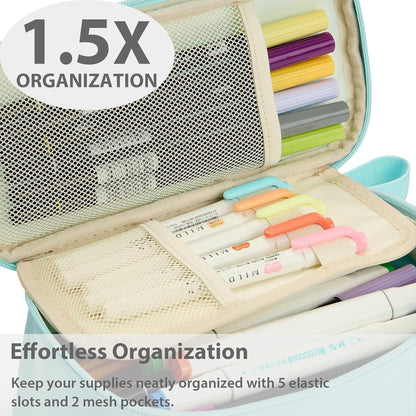 Pencil Case Pouch Box Bag School Supplies Girls Boys Kids, Cute Preppy Stuff Large Big Capacity Aesthetic Pen Organizer, Back to College Stationary, Eggshell Blue, Standard Stlye, 1800ml