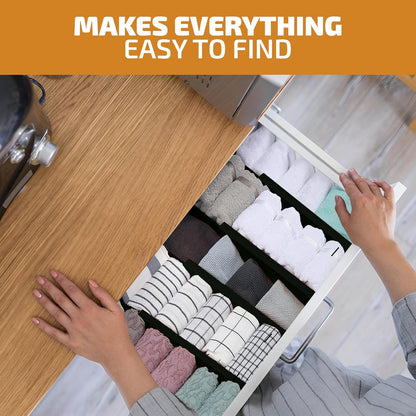 4 Pack Drawer Dividers Bamboo 2.6" High, 16-22" Adjustable Drawer Organizers for Clothes, Expandable Dresser Separators in Bedroom/Bathroom/Kitchen/Office Organization and Storage (Black)