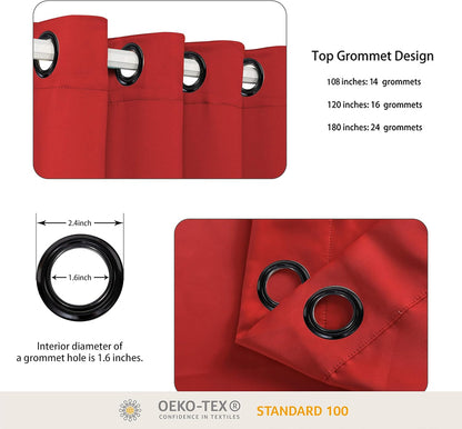 BONZER Extra Wide Room Divider Blackout Curtain Total Privacy Wall Room Darkening Grommet Curtains for Apartment, Studio, 96L x 150W Inch (8L x 12.5W ft), 1 Panel, Red