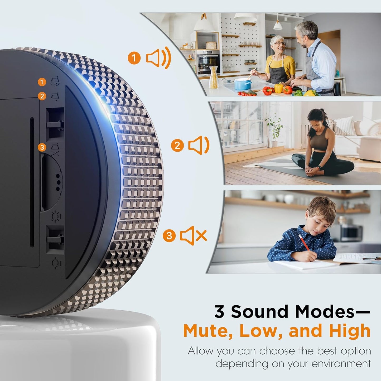 Upgrade Digital Kitchen Timer - Magnetic Countdown Countup Visual Pomodoro Timer with Large LED Display, 3-Preset Times (5, 15, 25), 3 Volume Levels, Ideal for Cooking, Baking and Fitness (1, Tarnish)