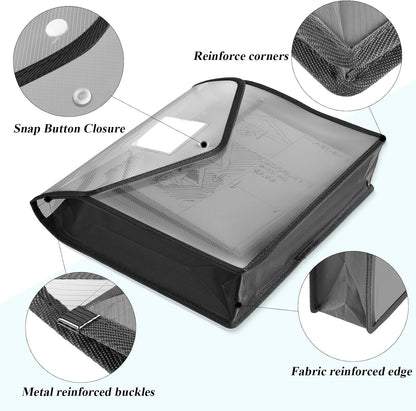 10 Pieces Plastic File Folders Envelope Expanding File Wallet Organizer Documents Folder with Snap Closure and Pocket, A4 Size Waterproof Transparent Pouch(Grey,Horizontal)