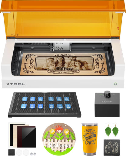 xTool S1 Laser Engraver and Cutter Machine with Air Assist & Honeycomb, 23.93" x 15.16" Bed Size, Beginner-friendly, Class 1 Safety Laser Engravering Machine for Wood and Metal, Acrylic - Basic Bundle