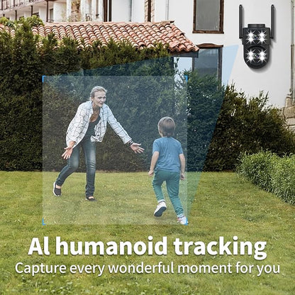 Dual-Lens Smart Indoor Outdoor Camera, 2K-3MP HD 5G WiFi, 360° AI Motion Tracking, IP65 Weatherproof, Color Night Vision, 24/7 Recording, 2-Way Audio, Baby/Nanny Cam (No Card Included)