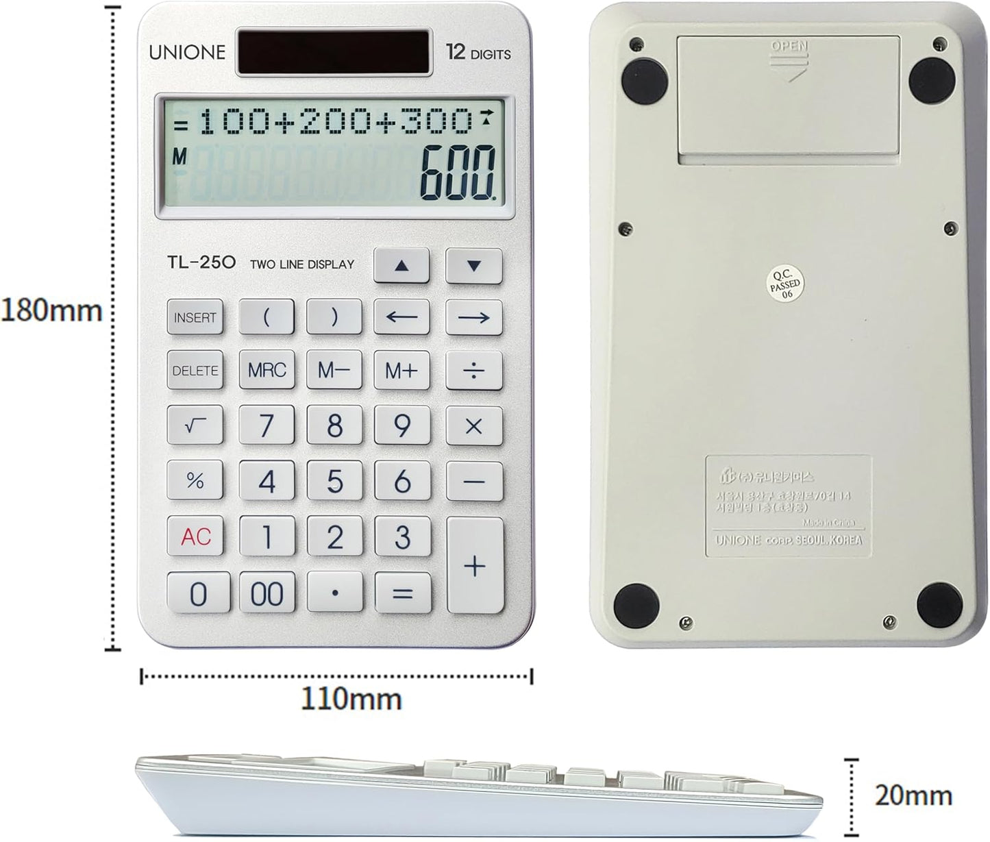 New, Two Line Display, Desktop Calculator. History Function- 30 Memories, Calculator with Large LCD for Home & Office Use, 4.5×7 inch (Silver)