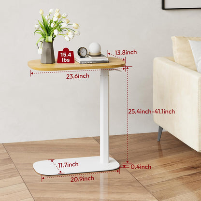 SANODESK Small Standing Desk Pneumatic Height Adjustable Small Sit Stand Desk Laptop Desk Overbed Table Computer Cart for Home Office Computer Workstations(23.6" W x 13.8" D,Maple)