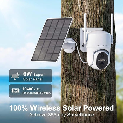 HOSAFE.COM No WiFi Security Cameras Wireless Outdoor, 4G LTE Cellular Security Camera, Solar Camera for Home Security, 360 PTZ, Human Sensor, 2K HD, 2-Way Talk, IP66