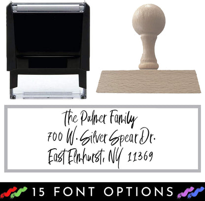 Custom Stamp - 20 Font Options - Name Stamp - Return Address Stamp - Up to 3 Lines Wood Handle or Self-Inking (3/4" x 1-7/8")