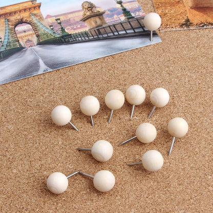 Yalis Wood Push Pins 120 Pcs,Decorative Wooden Thumb Tacks for Corkboard and Bulletin Board (120 pcs Map Tacks)