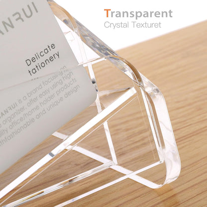 SANRUI Acrylic Business Card Holder for Desk, 4 Tier Clear Tilt Business Name Card Display Holders Stand Storage Organizer Fits720 Business Cards (Horizontal, 12-Slot)