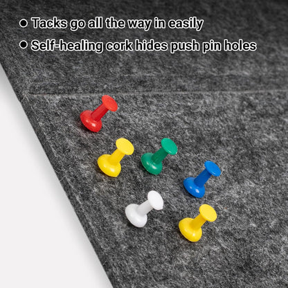 AKTOP Cork Board Bulletin Board 24"x36", 6 Pack Removable Felt Cork Board Tiles for Wall, Large Corkboard Notice Pin Board for Office, School & Home,24 Safe Adhesive Tabs, 20 Push Pins, Dark Grey