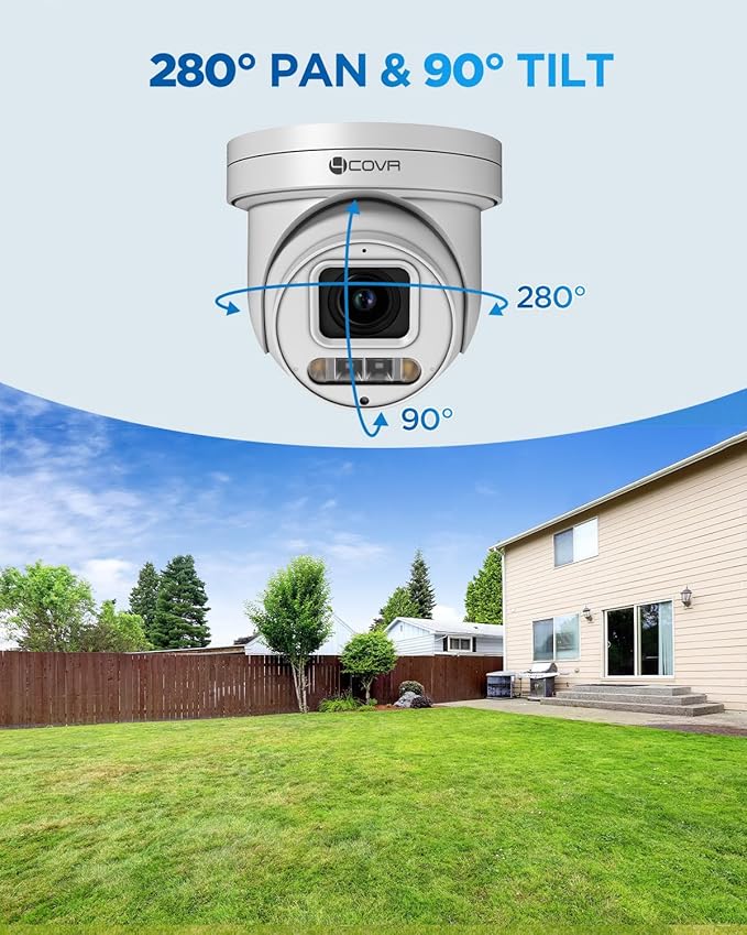 4COVR 16 Channel PoE PTZ Security Camera System 4K, 12X 8MP IP PTZ Camera Two Way Audio, 280° Pan 90° Tilt 5X Optical Zoom, Smart Color Night Vision, Human Vehicle Detection, NVR 4TB HDD, LY5XCP8M1612