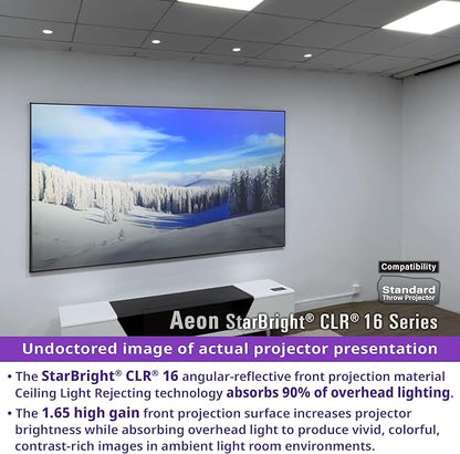 Elite Screens 123" Fixed Frame Projector Screen 16:9, 4K/8K UHD, Edge-Free ALR, 1.65 Gain, 90% Ceiling Light Rejecting, AR123H2-SBCLR16