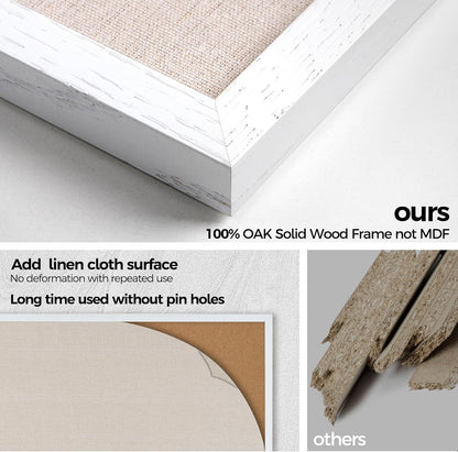 Fun Memories Cork Board Bulletin Board for Office, 20" x 30" Oak Wooden Framed Corkboard, Wall Mounted Notice Pin Board for School Home & Office, White