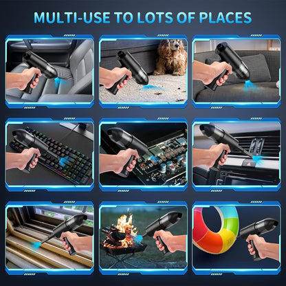 Electric Air Duster & Vacuum Cleaner 2-in-1, 110000RPM Keyboard Cleaner for PC, No Canned Air - Compressed Air Duster, Blower, Turbo Fan, Battery Powered, Refillable, PC Cleaning Kit