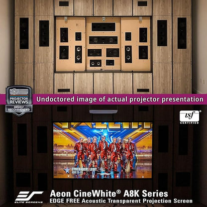 Elite Screens Aeon CineWhite A8K, 135" Diag, 16:9 Aspect Ratio, ISF Certified 8K Ultra HD Home Theater Fixed Frame Edge Free Projection Sound Transparent Perforated Weaved Screen, AR135H-A8K