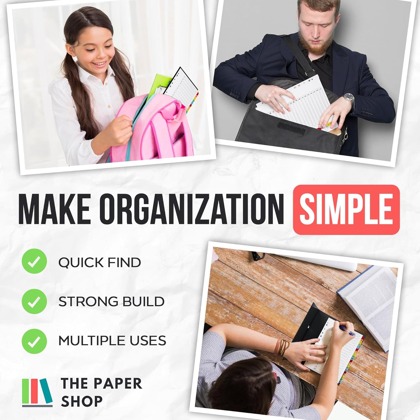 Binder Dividers with Tabs 1-20 Numbered – A4 (3 Pack) | Dividers for 3 Ring Binder | Numbered Tab Dividers for Office, School & Home Organization - The Paper Shop