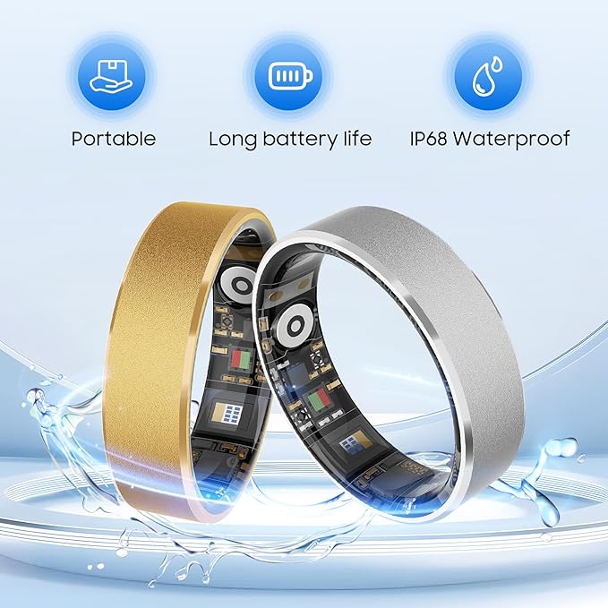 Smart Health Ring, Featuring Stress and Sleep Monitoring Functions, Compatible with iOS and Android, Waterproof Fitness Tracker for Women & Men, No Subscription Fee. (Silver, 12)