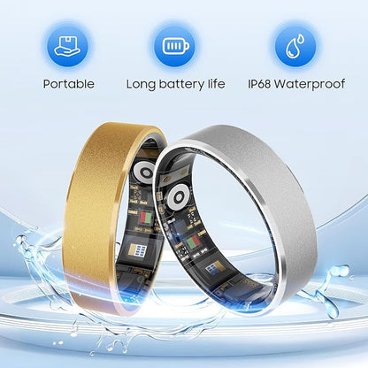 Smart Health Ring, Featuring Stress and Sleep Monitoring Functions, Compatible with iOS and Android, Waterproof Fitness Tracker for Women & Men, No Subscription Fee. (Silver, 11)